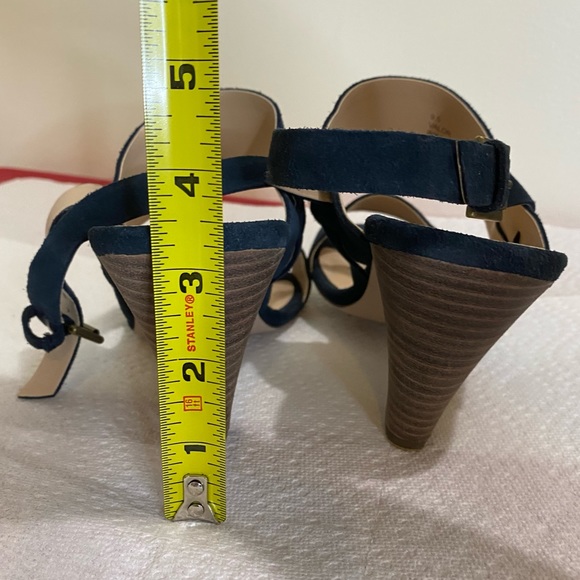 Sole Society Valor Ink Navy suede leather stacked sandal 9.5 - Picture 5 of 9